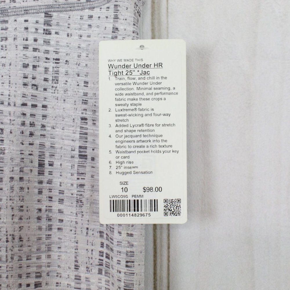 Lululemon Wunder Under HR Tight 25" Roll Down Gray White Yoga Leggings Size 10 - Picture 6 of 9